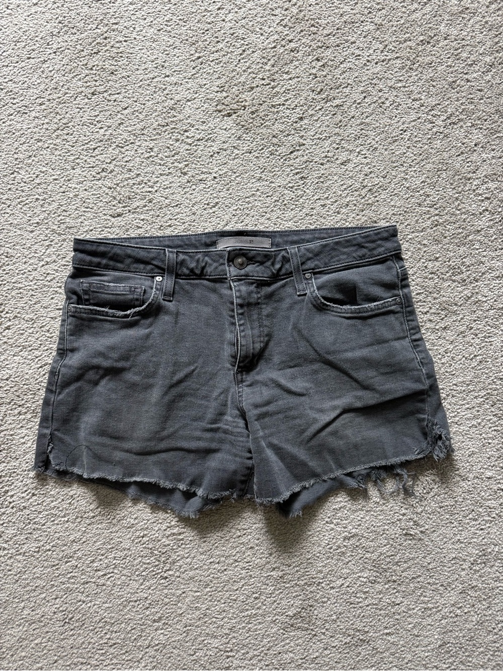 Joe's Jeans Washed Black Frayed-Hem Denim Shorts